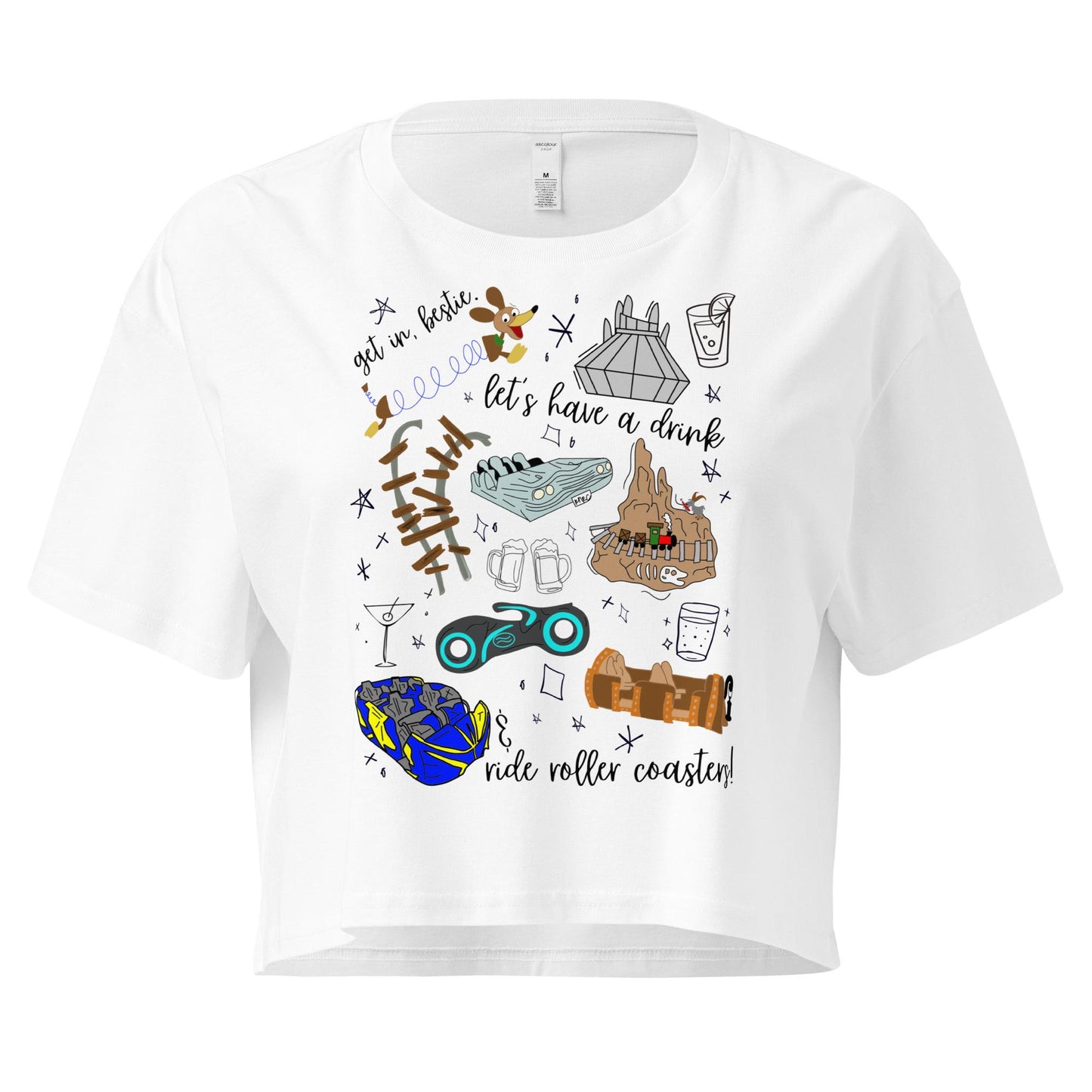 Disney Roller Coaster Doodle Crop Top, Park Hopping Shirt