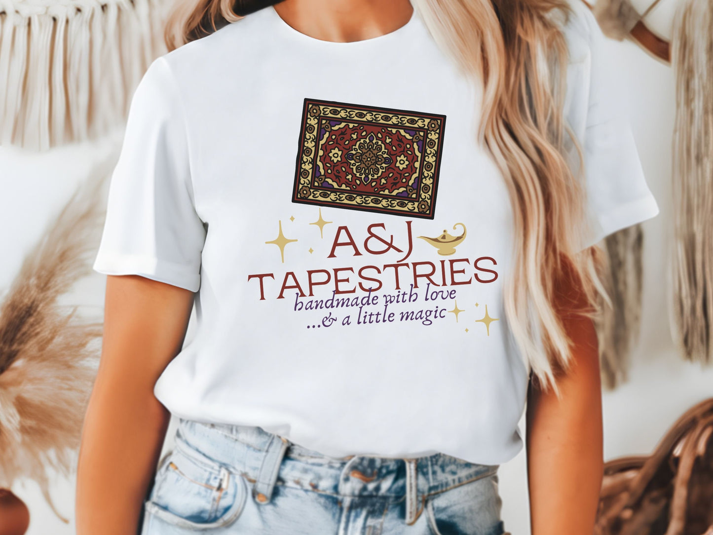 Aladdin & Jasmine Tapestries, Bella Canvas Unisex Short Sleeve T-Shirt, Subtle Disney Matching Family Shirts