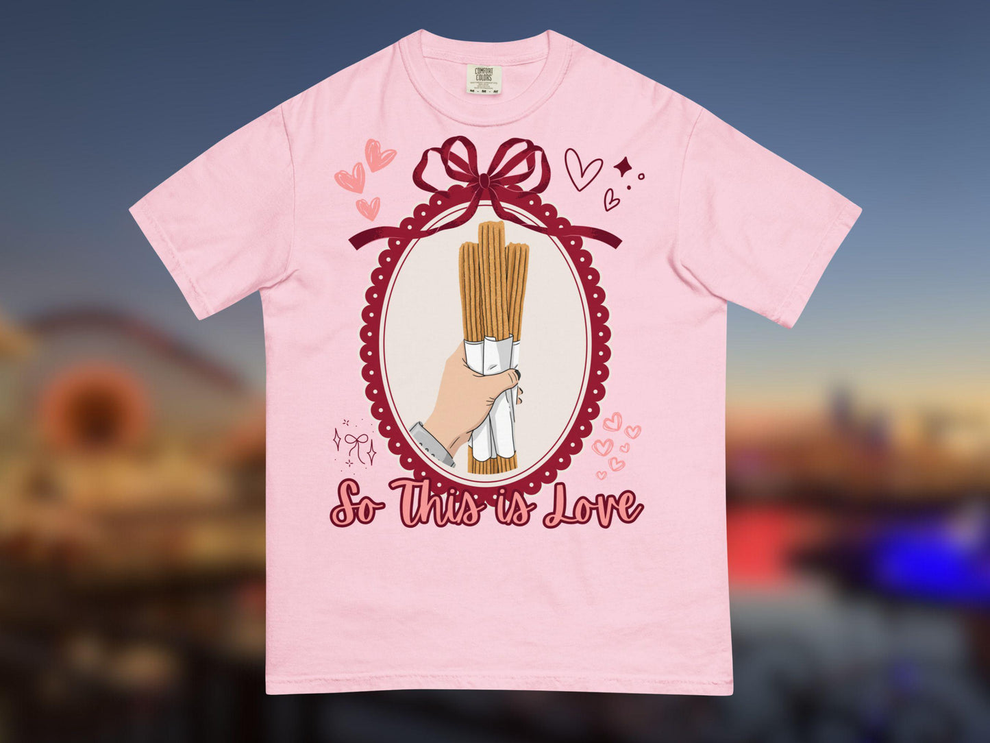 Disney Churro Bouquet Valentine's Day Comfort Colors Shirt, So This is Love Disney Churro Shirt