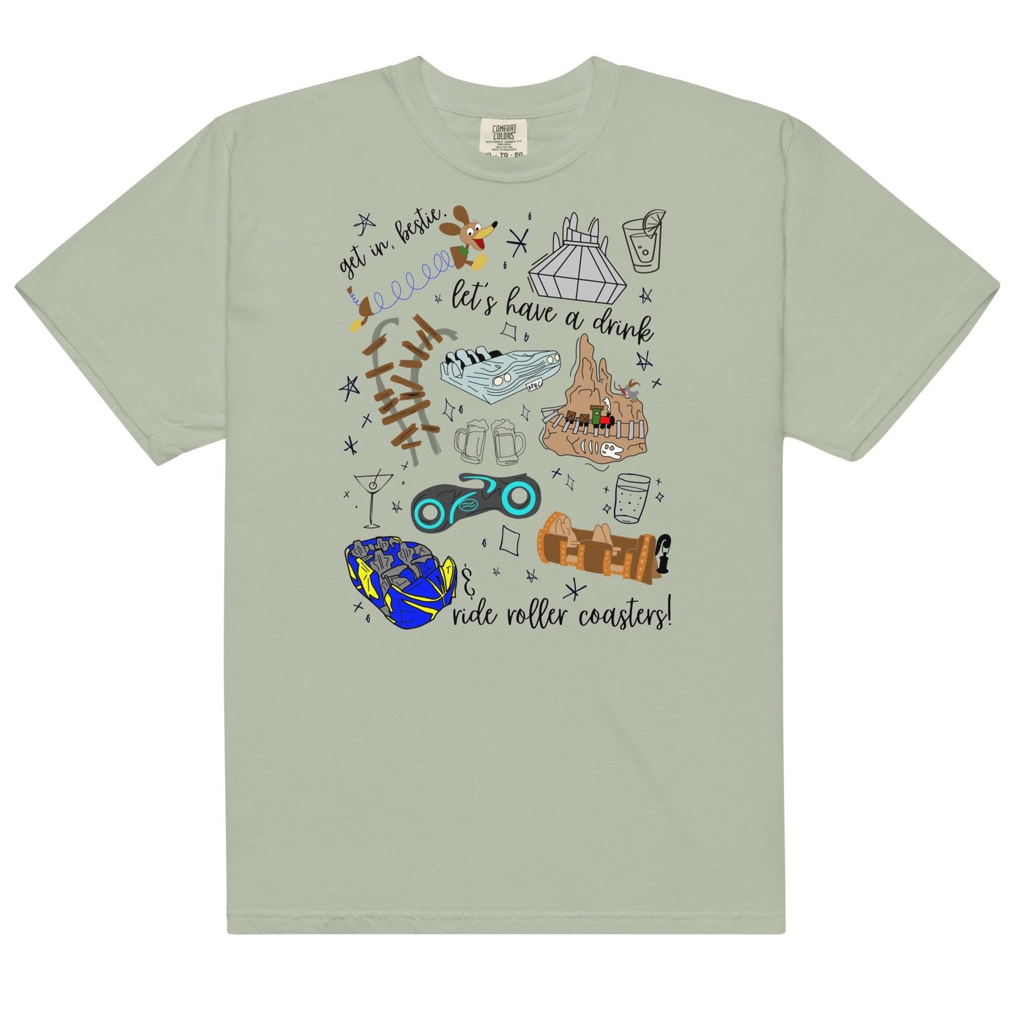 Disney Roller Coaster Doodle Sketch Comfort Colors Shirt, Park Hopping Shirt