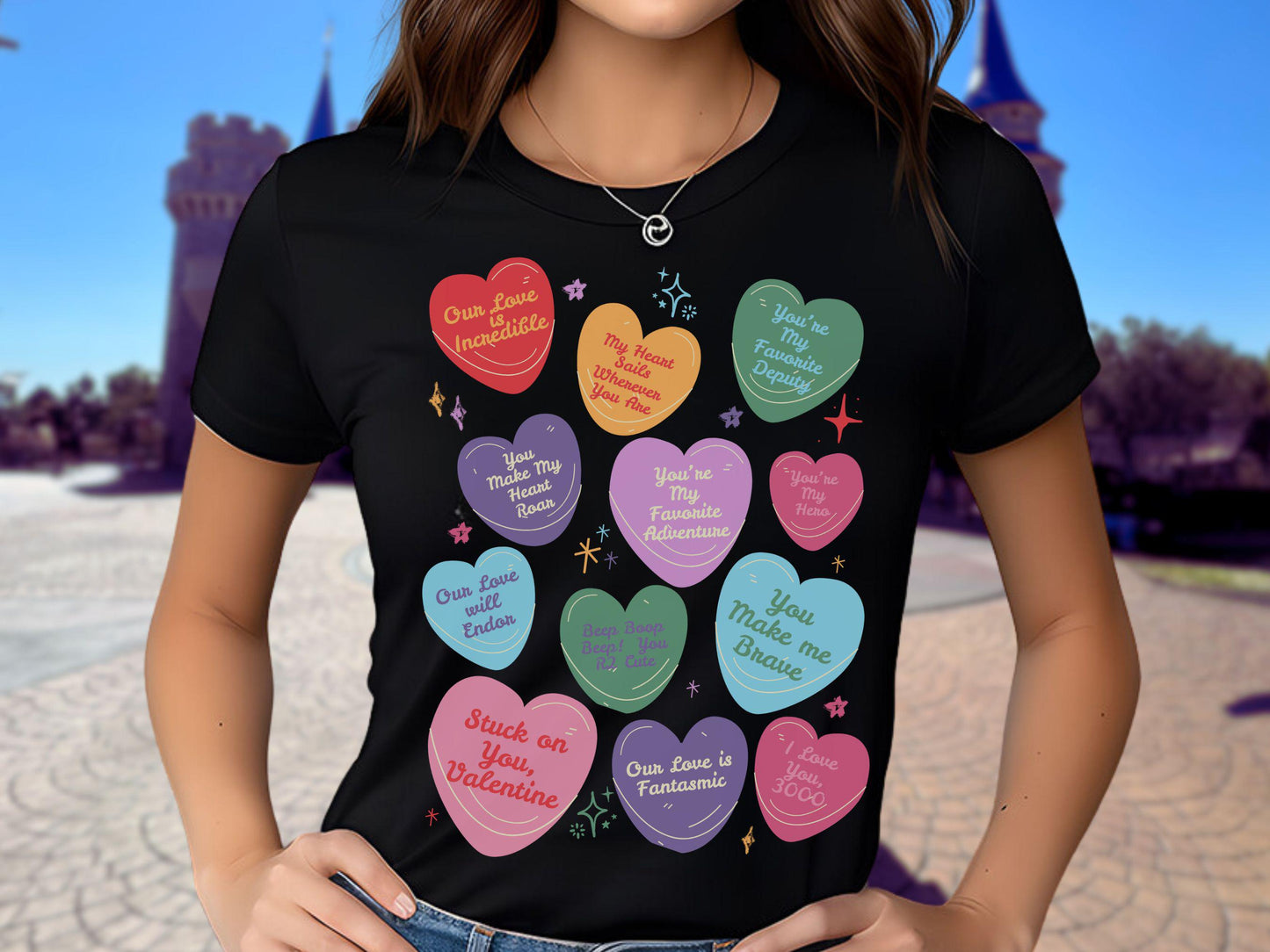 Subtle Disney-Inspired Valentine’s Day Shirt | Disney Conversation Hearts | Trendy Bella Canvas Shirt for Women