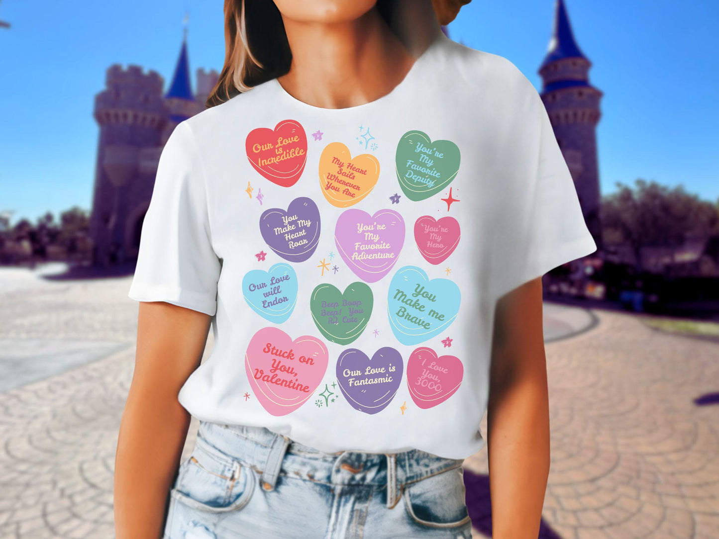 Subtle Disney-Inspired Valentine’s Day Shirt | Disney Conversation Hearts | Trendy Bella Canvas Shirt for Women
