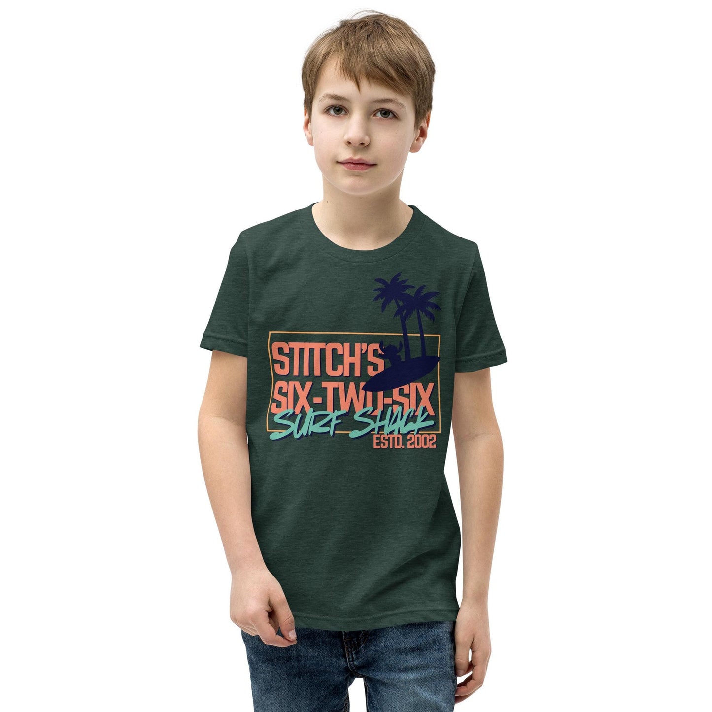 Stitch's Surf Shack Youth Tee, Disney Ohana Bella Canvas Shirt