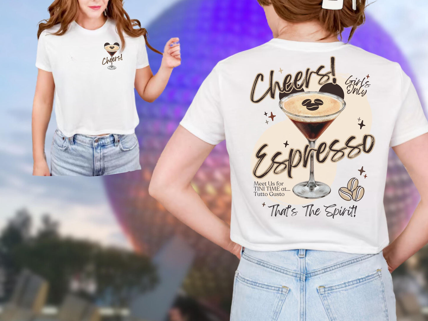 Espresso Martini Disney EPCOT Crop Top Shirt, Girls Trip