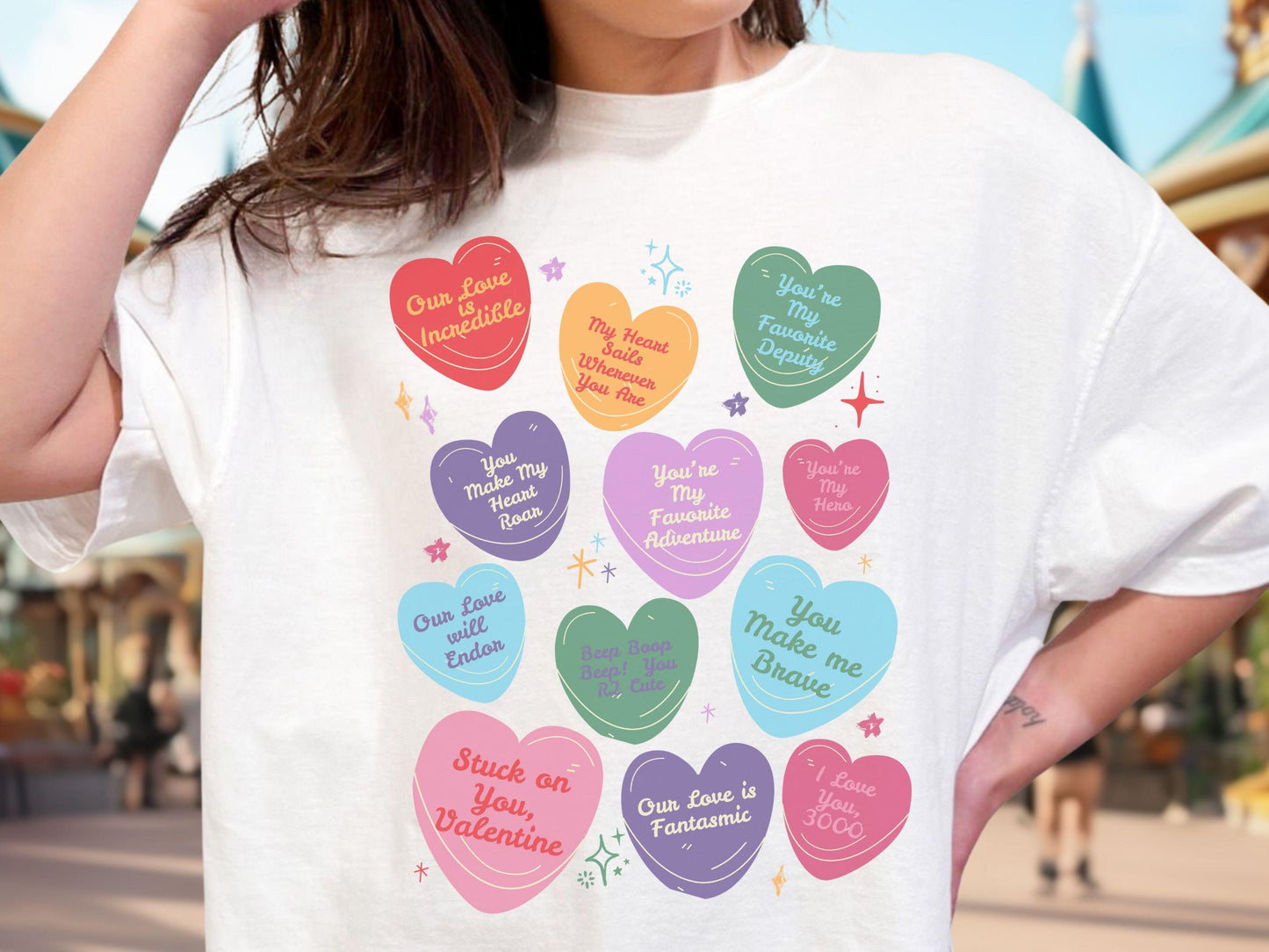 Subtle Disney-Inspired Valentine’s Day Shirt | Disney Conversation Hearts | Trendy Comfort Colors Shirt for Women