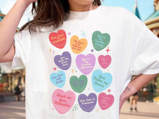 Subtle Disney-Inspired Valentine’s Day Shirt | Disney Conversation Hearts | Trendy Comfort Colors Shirt for Women