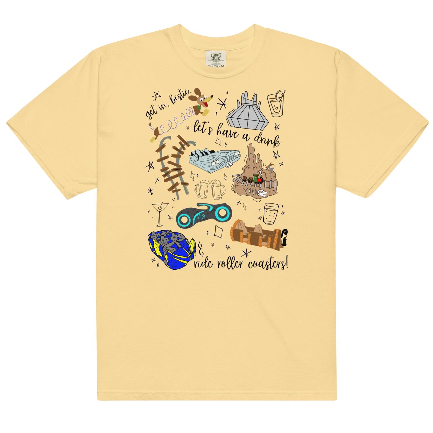 Disney Roller Coaster Doodle Sketch Comfort Colors Shirt, Park Hopping Shirt