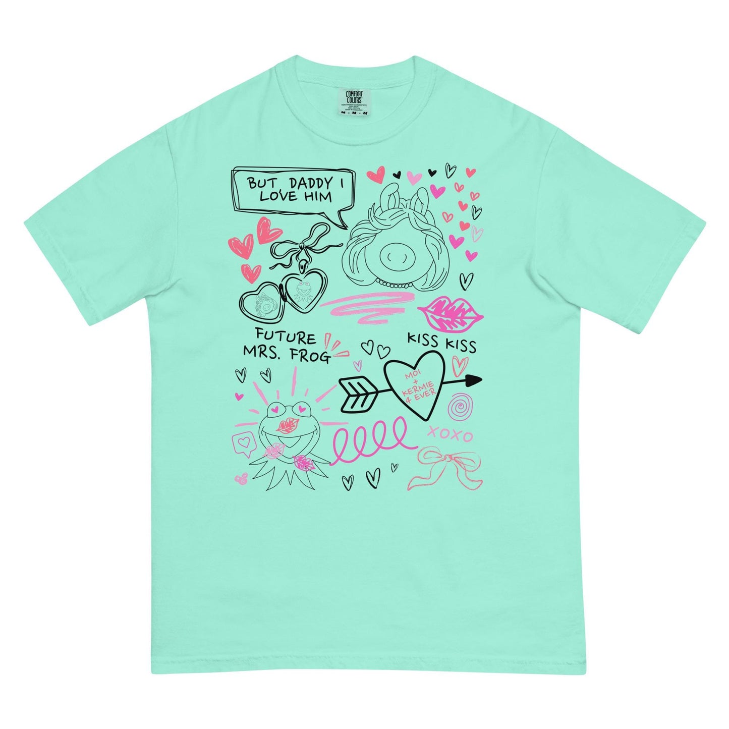 Miss Piggy & Kermit Doodle Comfort Colors Shirt, Subtle Disney Tee