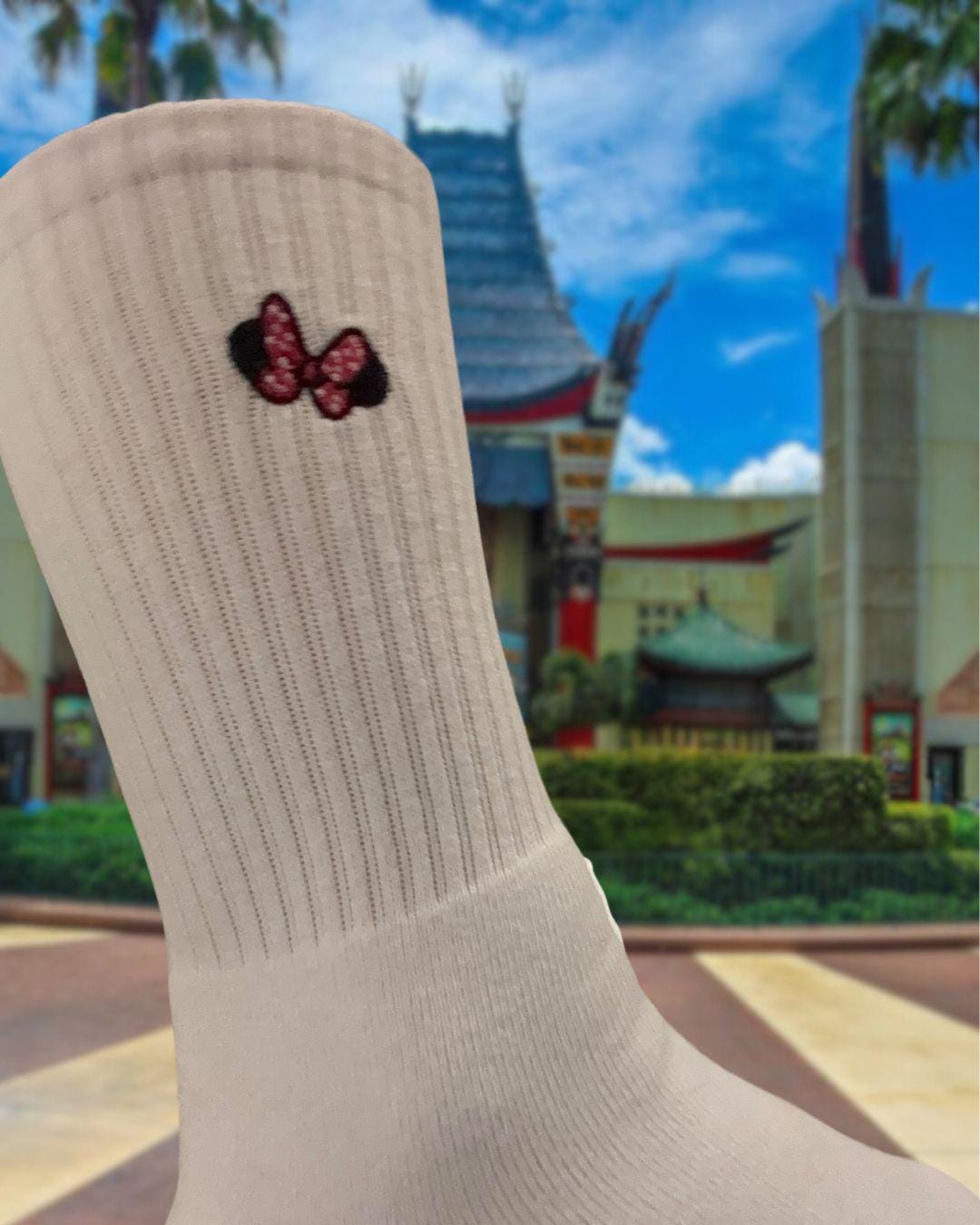 Embroidered Minnie Mouse Inspired Crew Socks - Made in USA