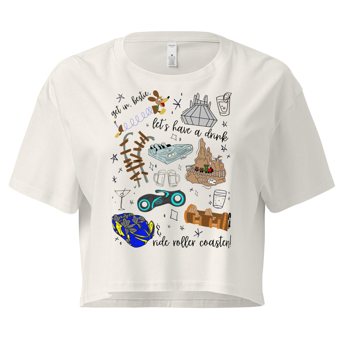 Disney Roller Coaster Doodle Crop Top, Park Hopping Shirt
