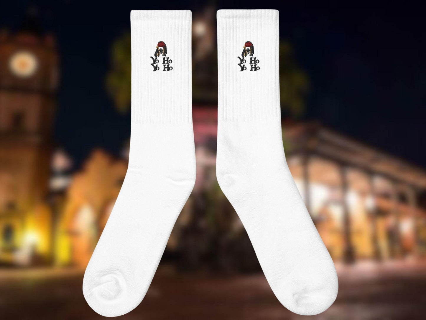 Captain Jack Sparrow Embroidered Socks, Trendy Disney Crew Socks
