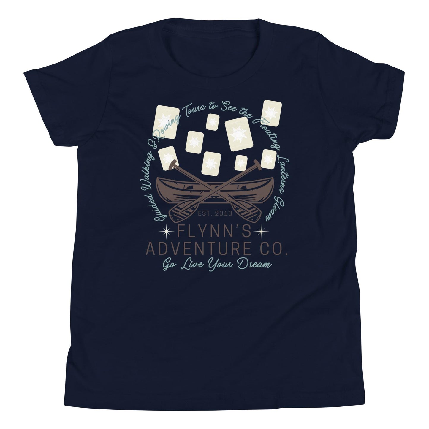 Flynn's Adventures, Subtle Theme Park Bella Canvas Youth Short Sleeve T-Shirt, Tangled, Flynn Rider,