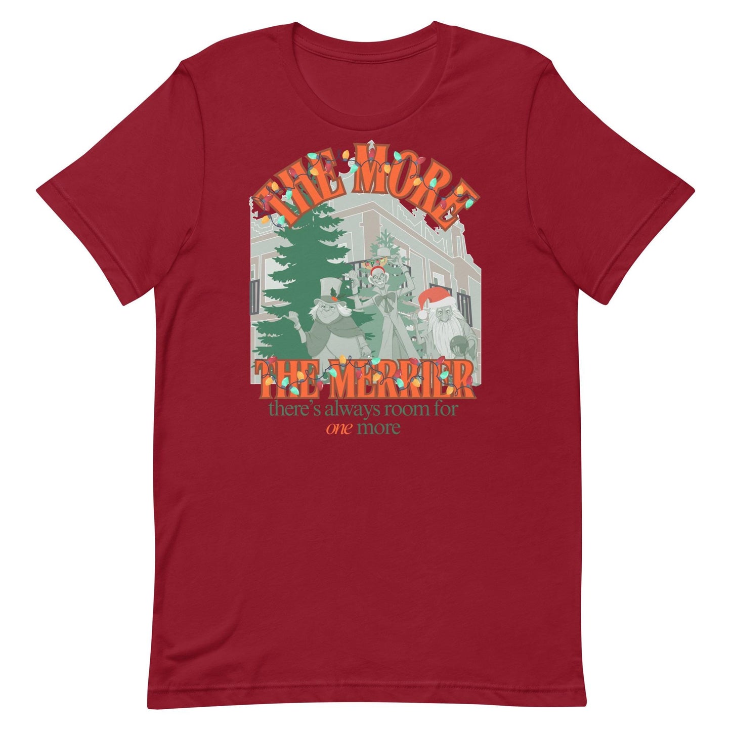 Haunted Mansion Christmas T-Shirt: Hitchhiking Ghosts Holiday Tee, Bella Canvas Front Print Design Only