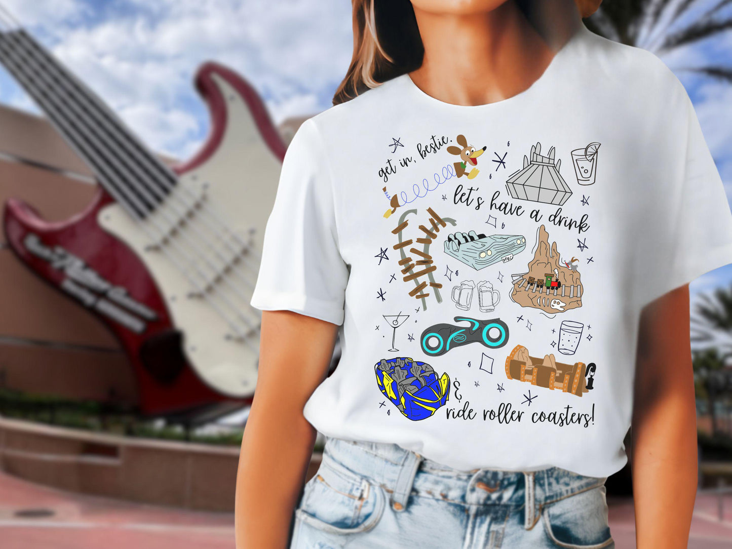 Disney Roller Coaster Doodle Sketch Bella Canvas Shirt