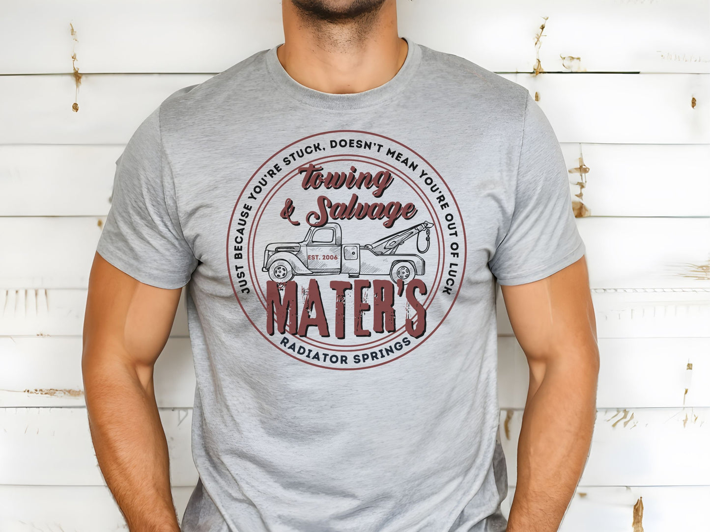 Mater's Towing Co. Bella Canvas T-Shirt, Subtle Disney Cars Design
