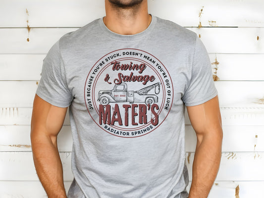 Mater's Towing Co. Bella Canvas T-Shirt, Subtle Disney Cars Design