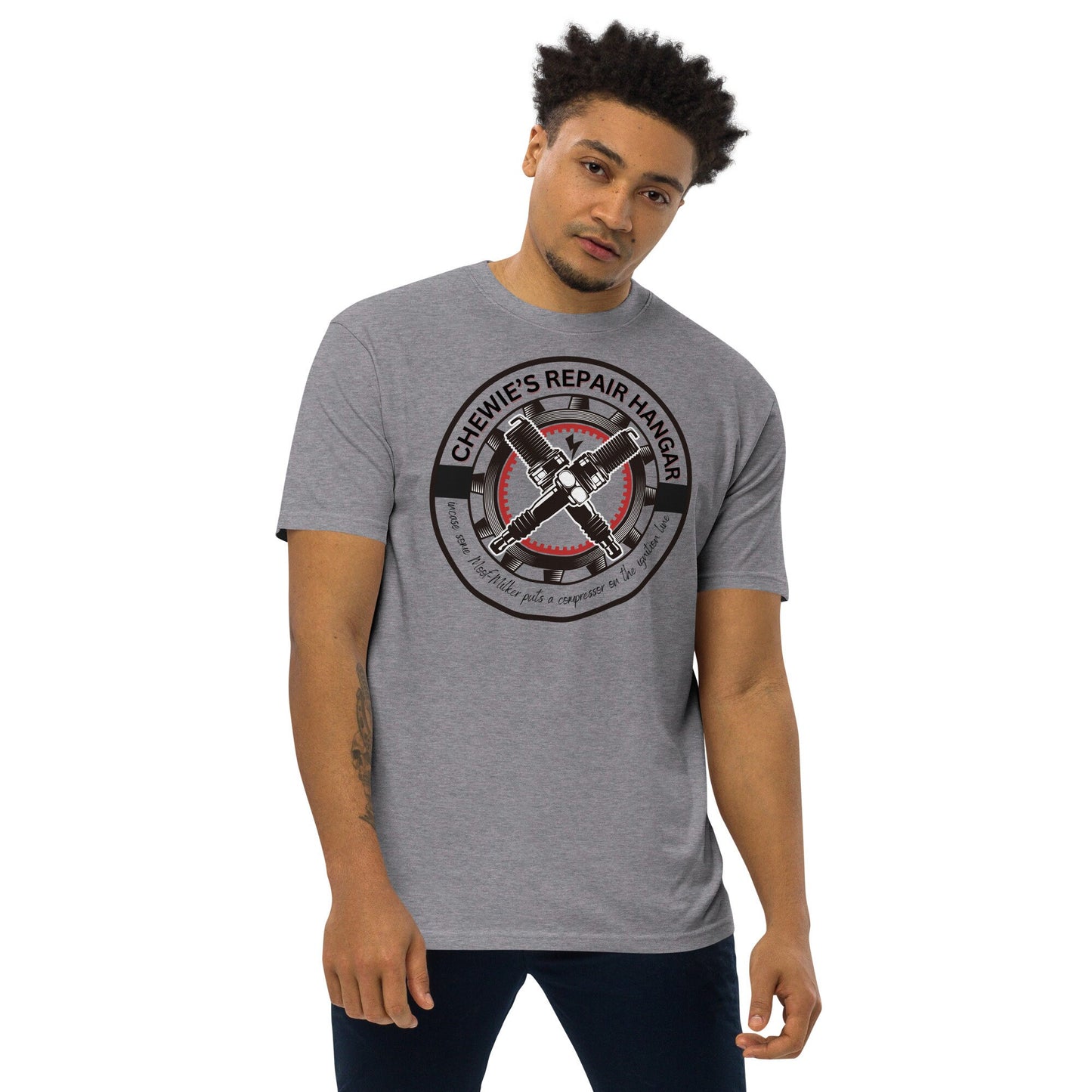 Chewie's Repair Hangar T-Shirt: Subtle Star Wars Design, Tall Length