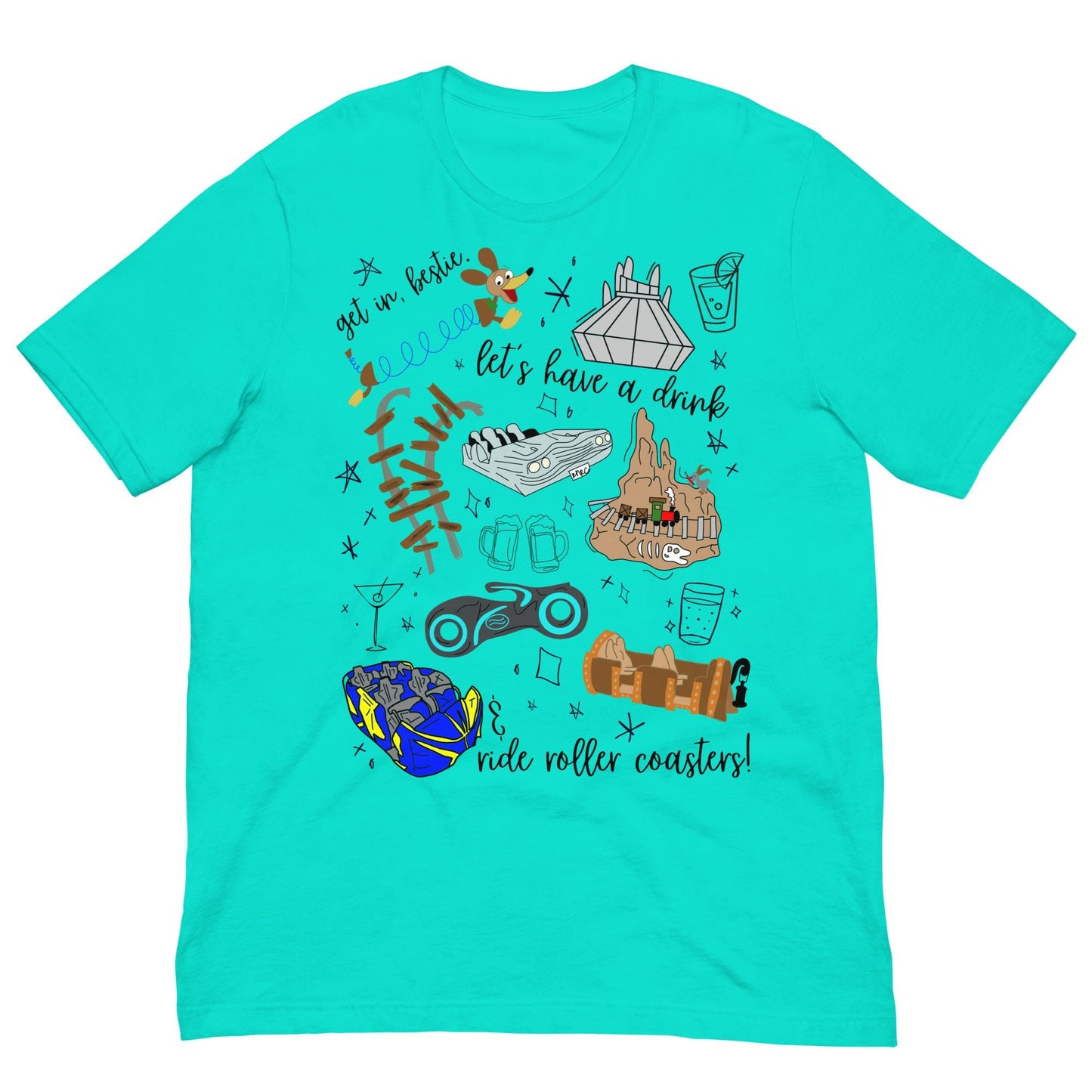 Disney Roller Coaster Doodle Sketch Bella Canvas Shirt