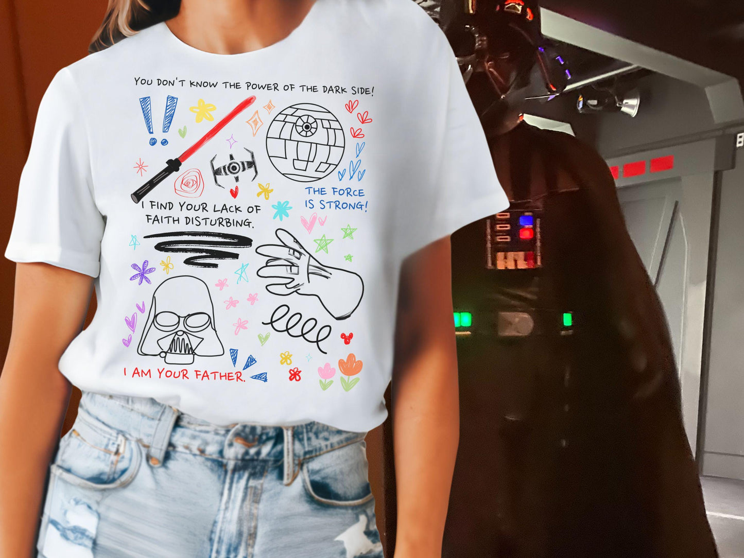 Darth Vader Doodle Sketch Shirt: Star Wars Dark Side Tee