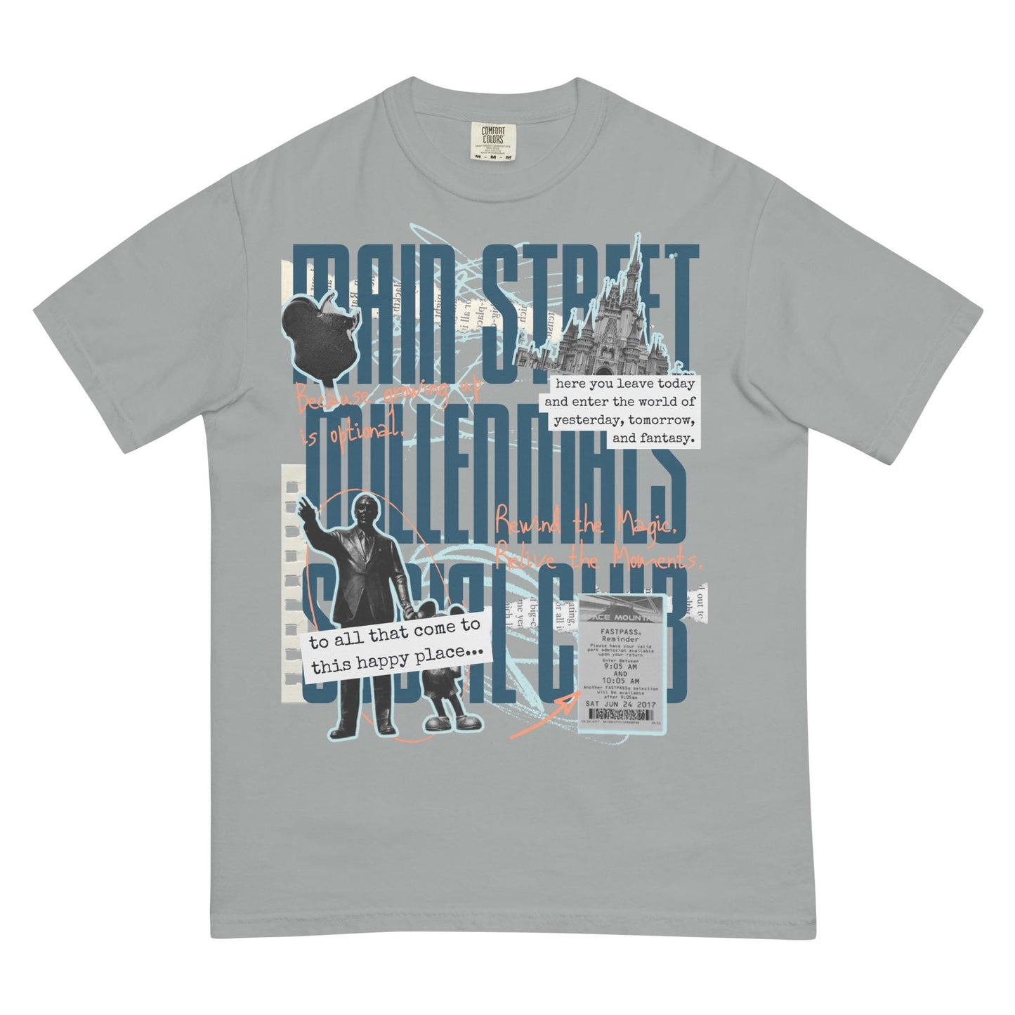 Main Street Millennials Social Club Disney Adult Comfort Colors Shirt