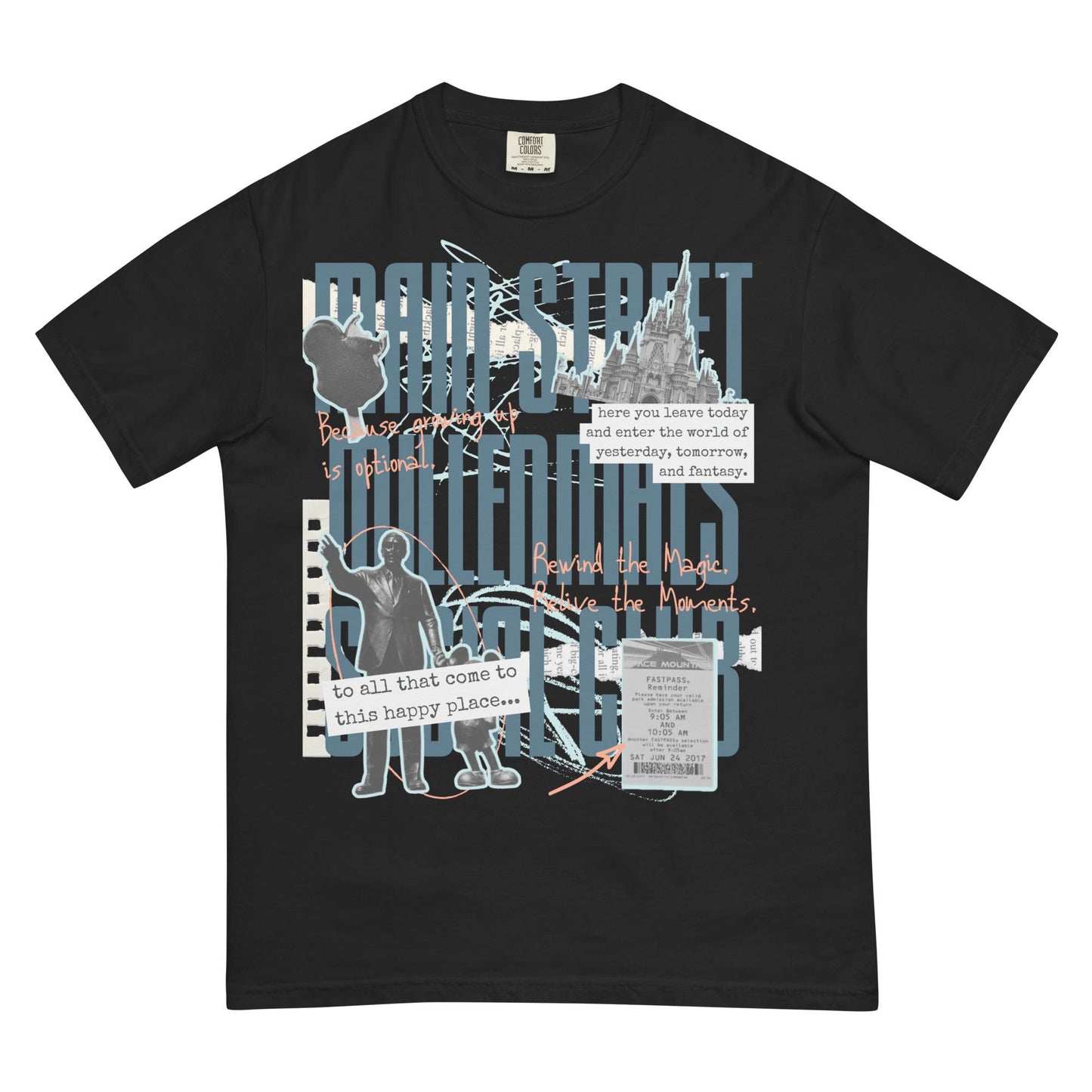 Main Street Millennials Social Club Disney Adult Comfort Colors Shirt