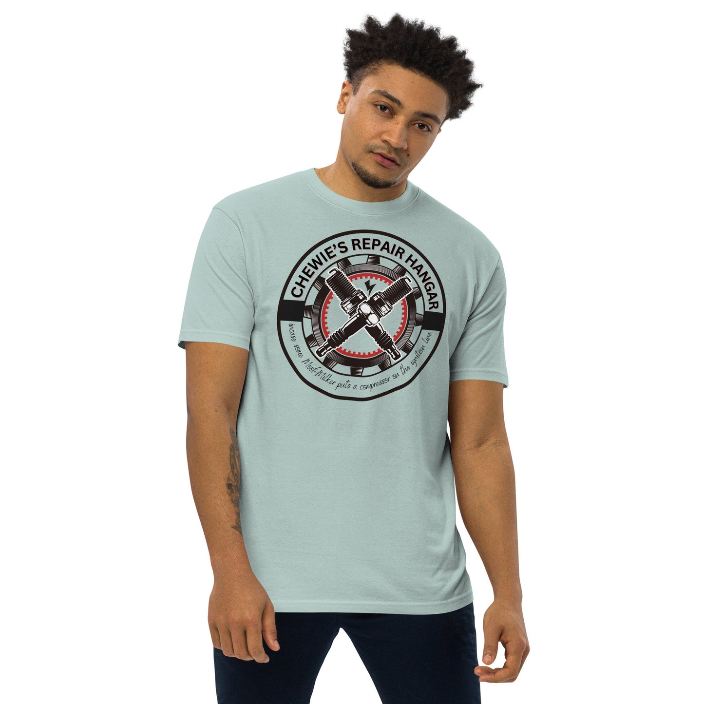 Chewie's Repair Hangar T-Shirt: Subtle Star Wars Design, Tall Length