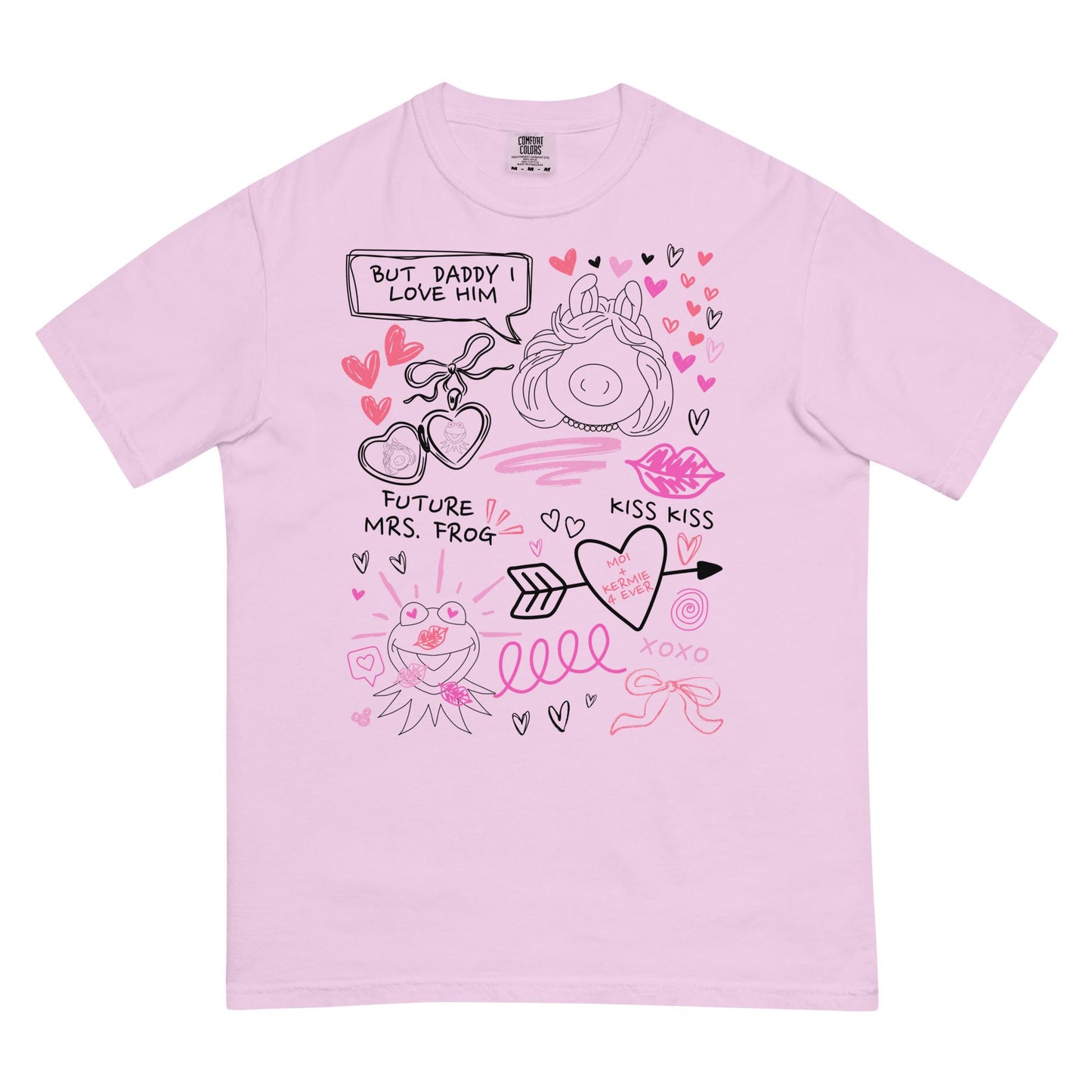 Miss Piggy & Kermit Doodle Comfort Colors Shirt, Subtle Disney Tee