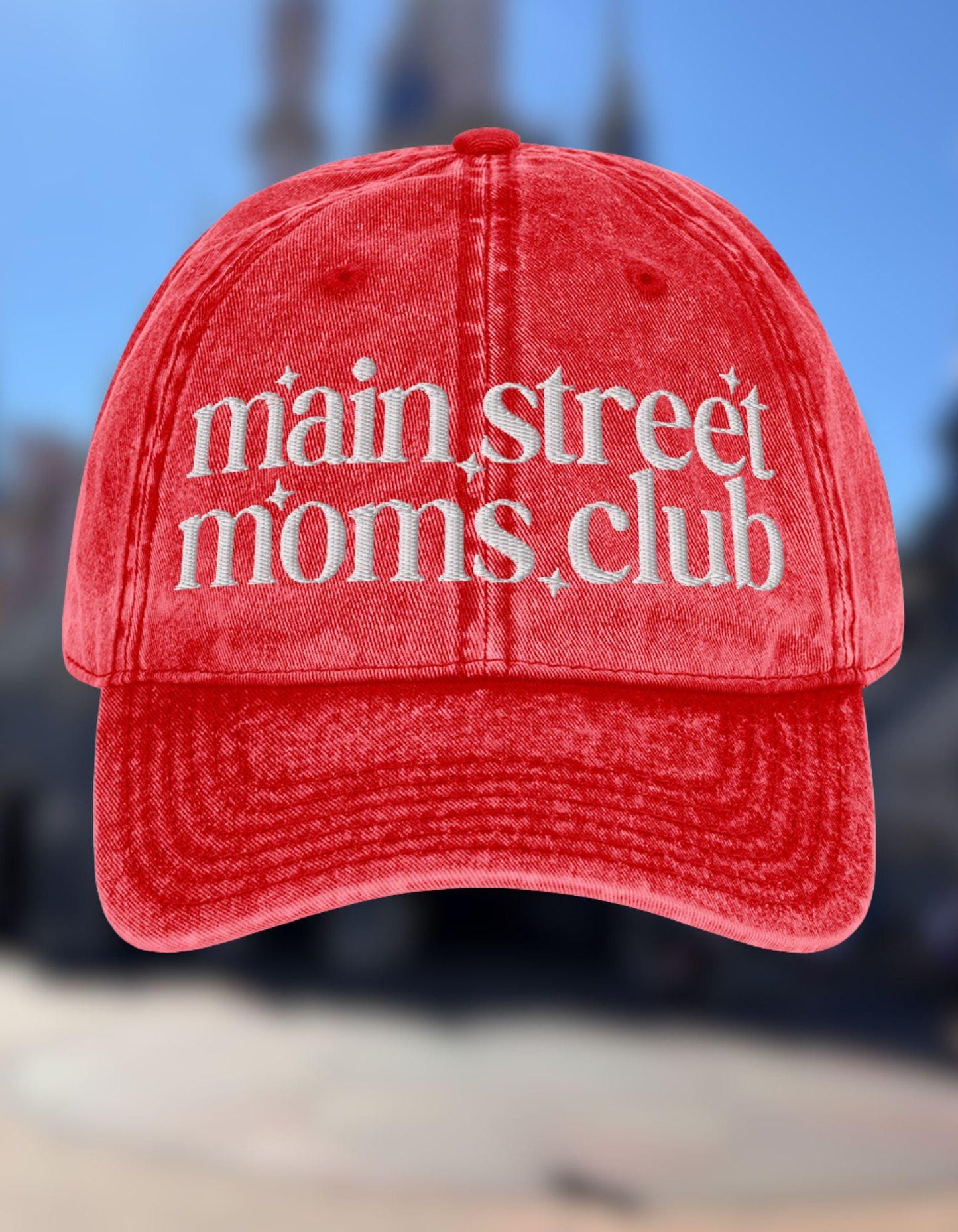 Main Street Moms Club™ Collection Embroidered Denim Hat, Distressed Baseball Cap