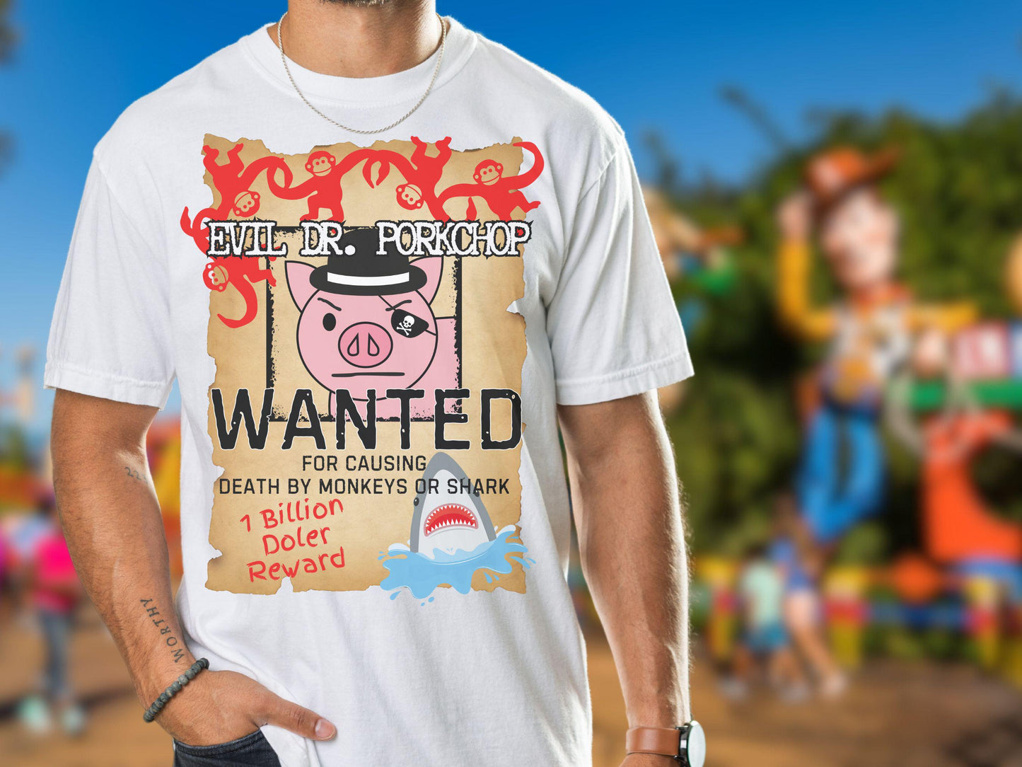 Evil Dr. Porkchop Wanted T-Shirt, Disney Toy Story Inspired