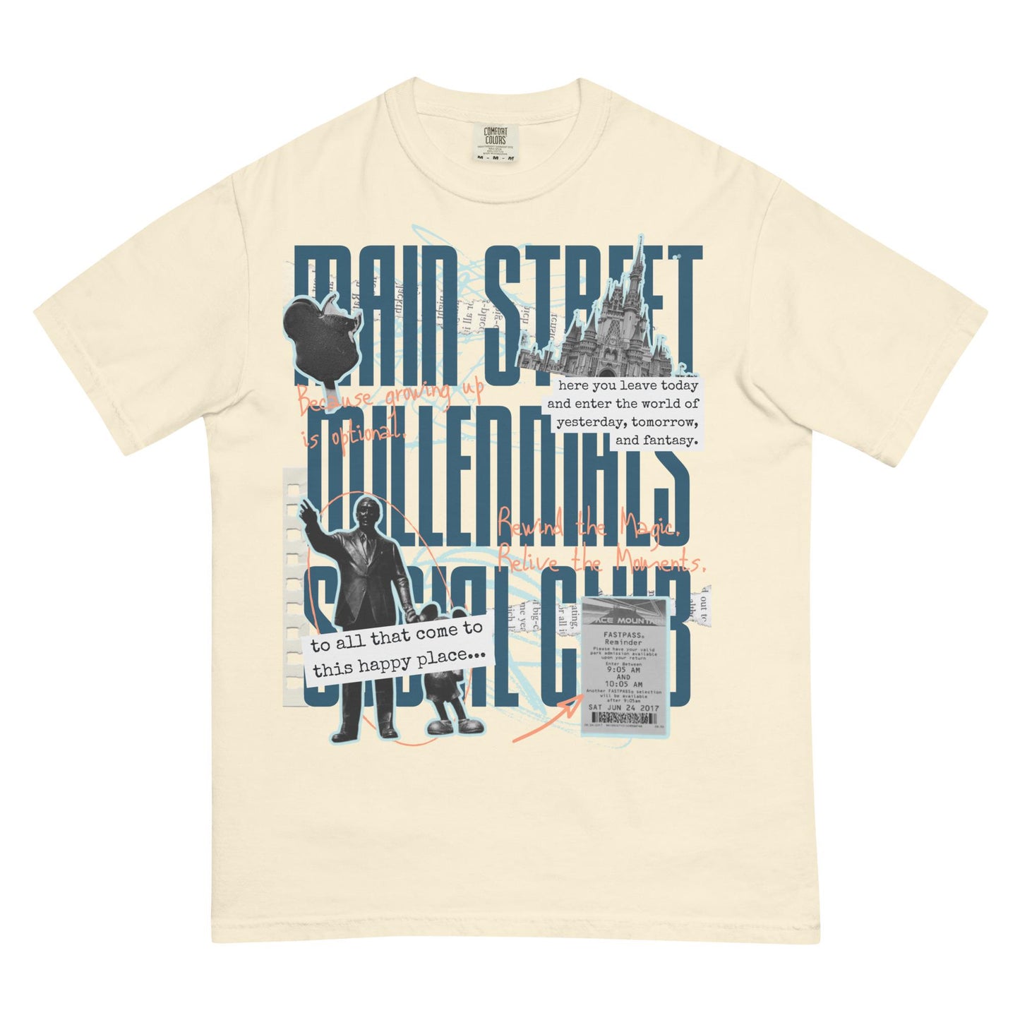 Main Street Millennials Social Club Disney Adult Comfort Colors Shirt