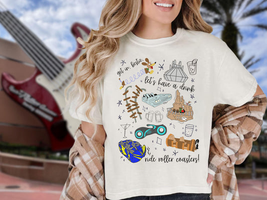 Disney Roller Coaster Doodle Crop Top, Park Hopping Shirt
