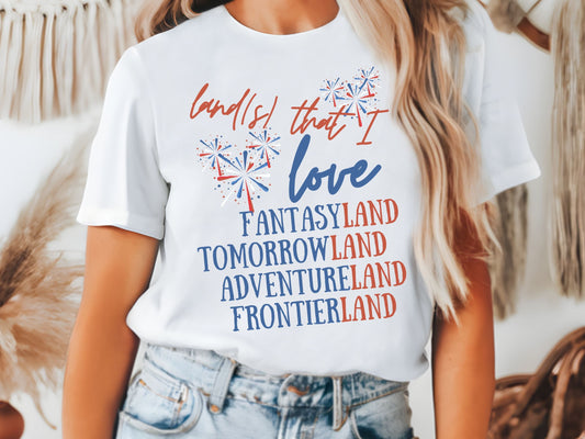 Lands That I Love Disney 4th Of July Bella Canvas T-Shirt