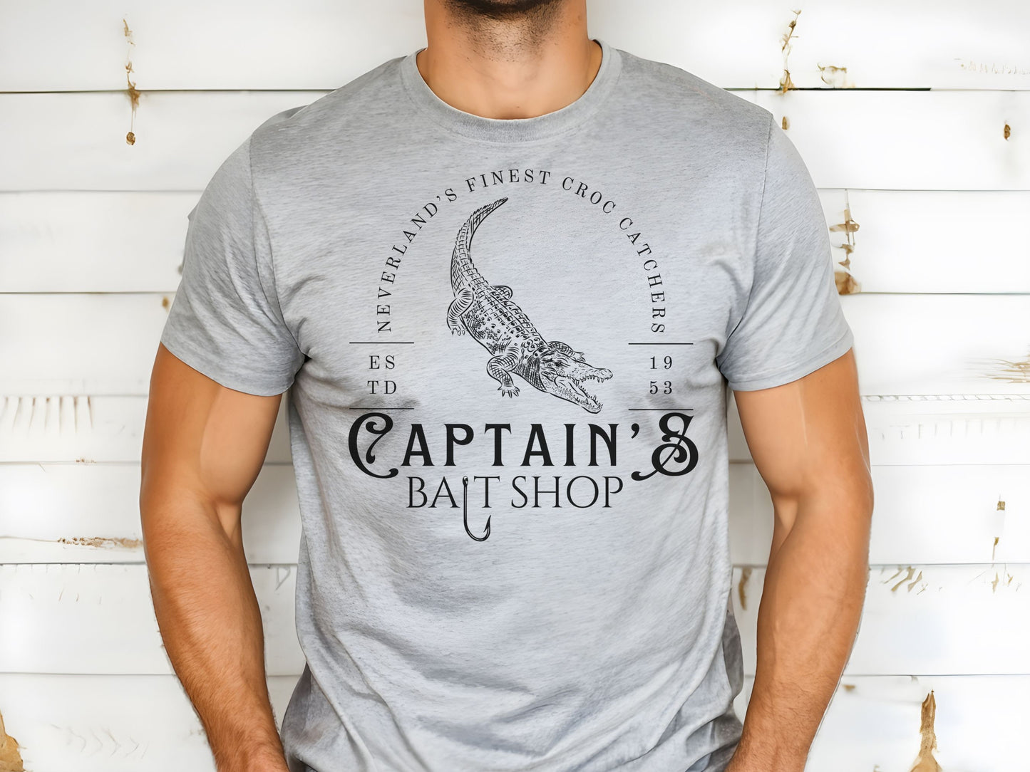 Captain's Bait Shop Bella Canvas Shirt, Subtle Disney Peter Pan Design