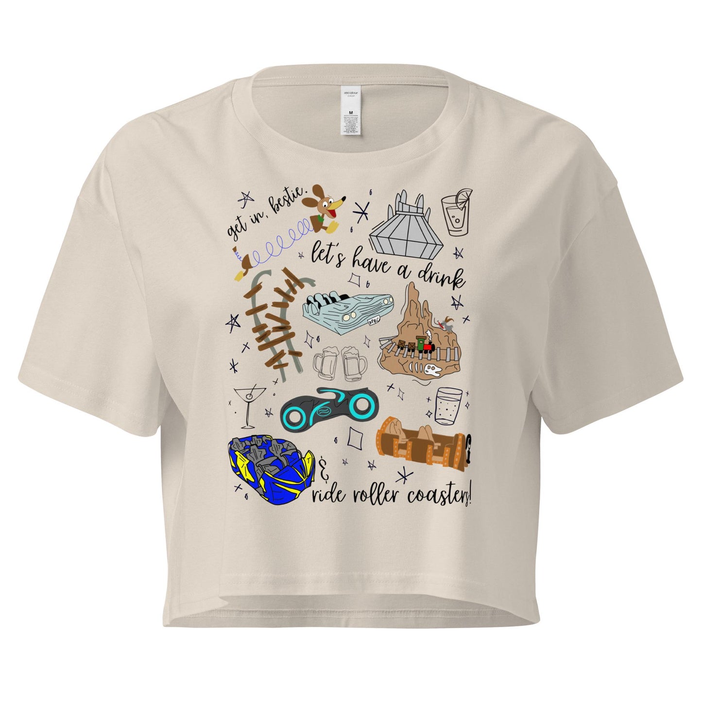 Disney Roller Coaster Doodle Crop Top, Park Hopping Shirt