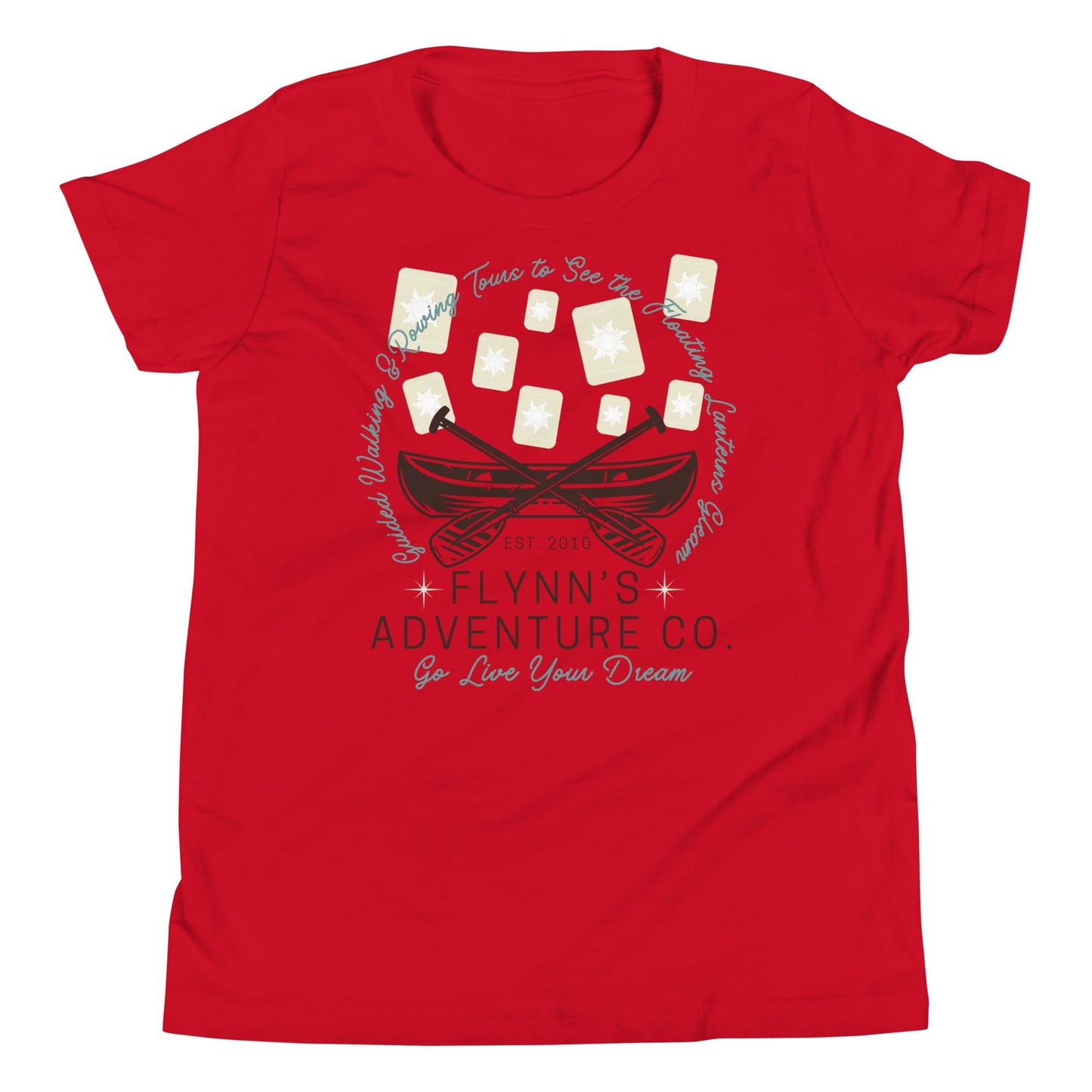Flynn's Adventures, Subtle Theme Park Bella Canvas Youth Short Sleeve T-Shirt, Tangled, Flynn Rider,