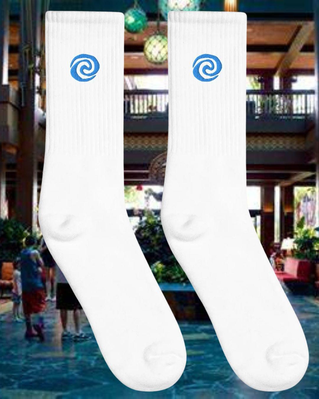 Moana Inspired Embroidered Crew Socks, Disney Icon Socks