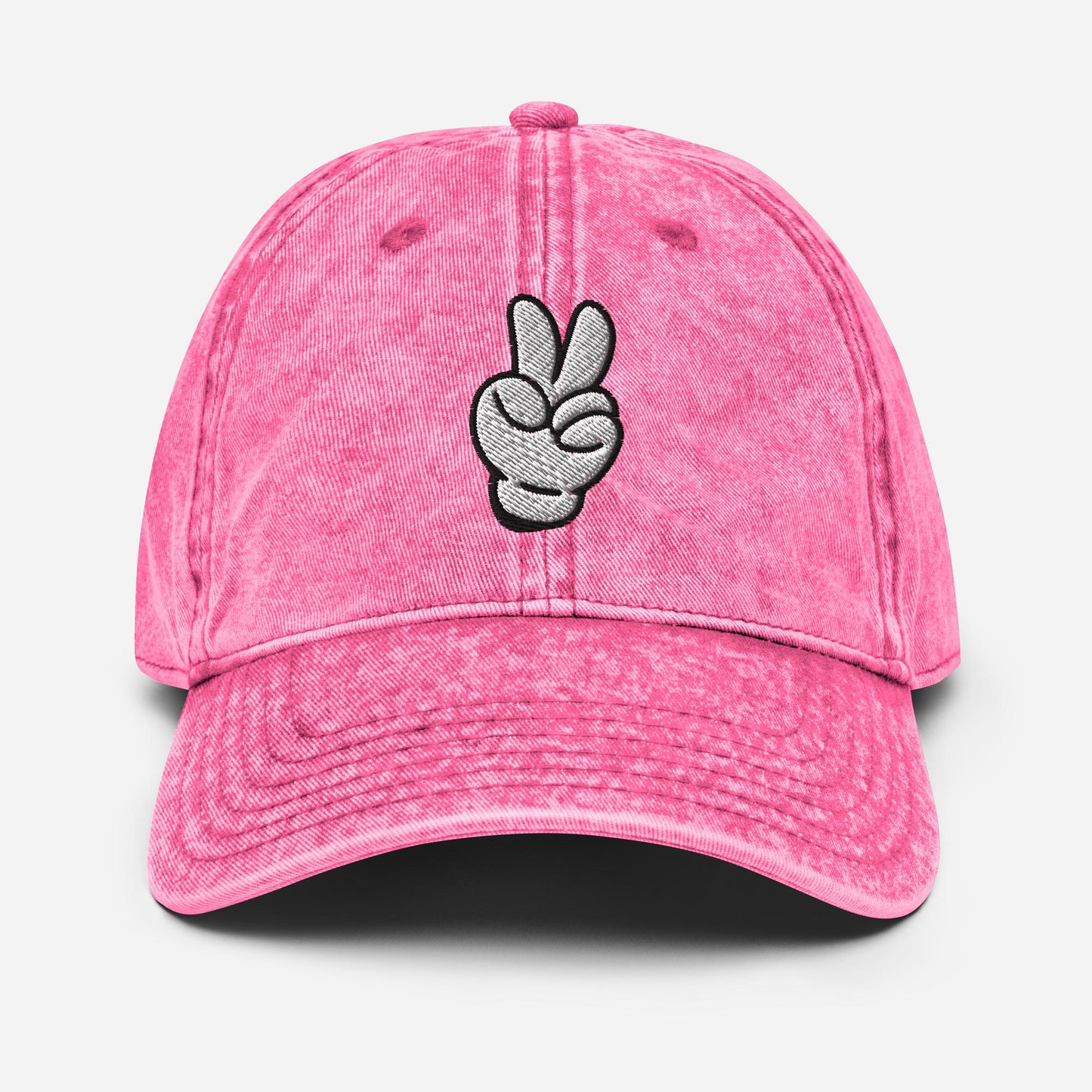 Mickey Peace Sign Hat, Subtle Disney Vintage Cotton Dad Cap