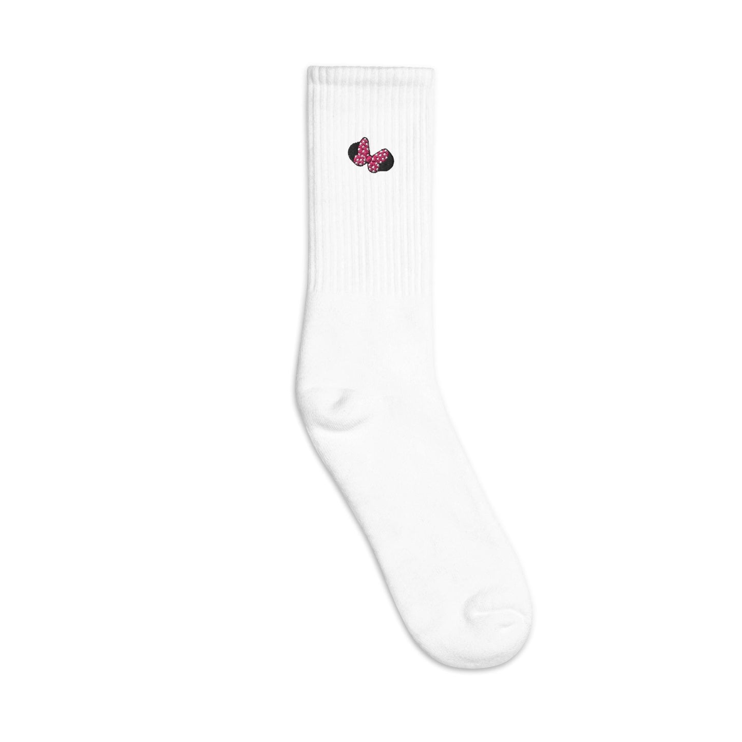 Embroidered Minnie Mouse Inspired Crew Socks - Made in USA