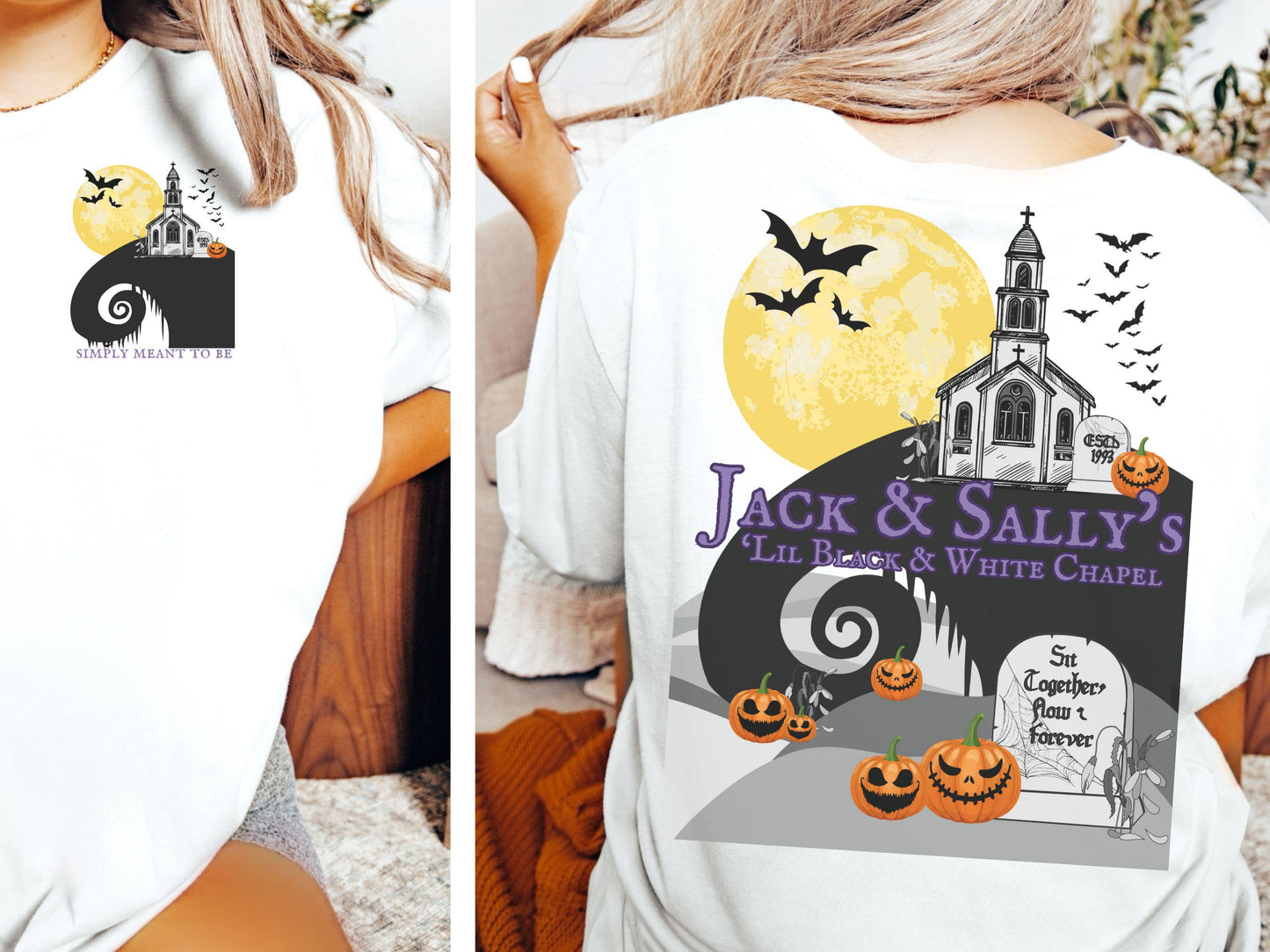 Jack & Sally's Chapel T-Shirt: Nightmare Before Christmas Bella Canvas Tee