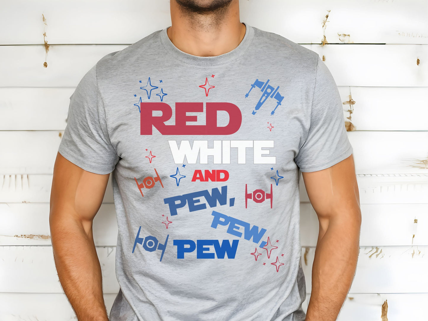 Red White Pew Pew Bella Canvas Shirt, Subtle Disney Star Wars Tee