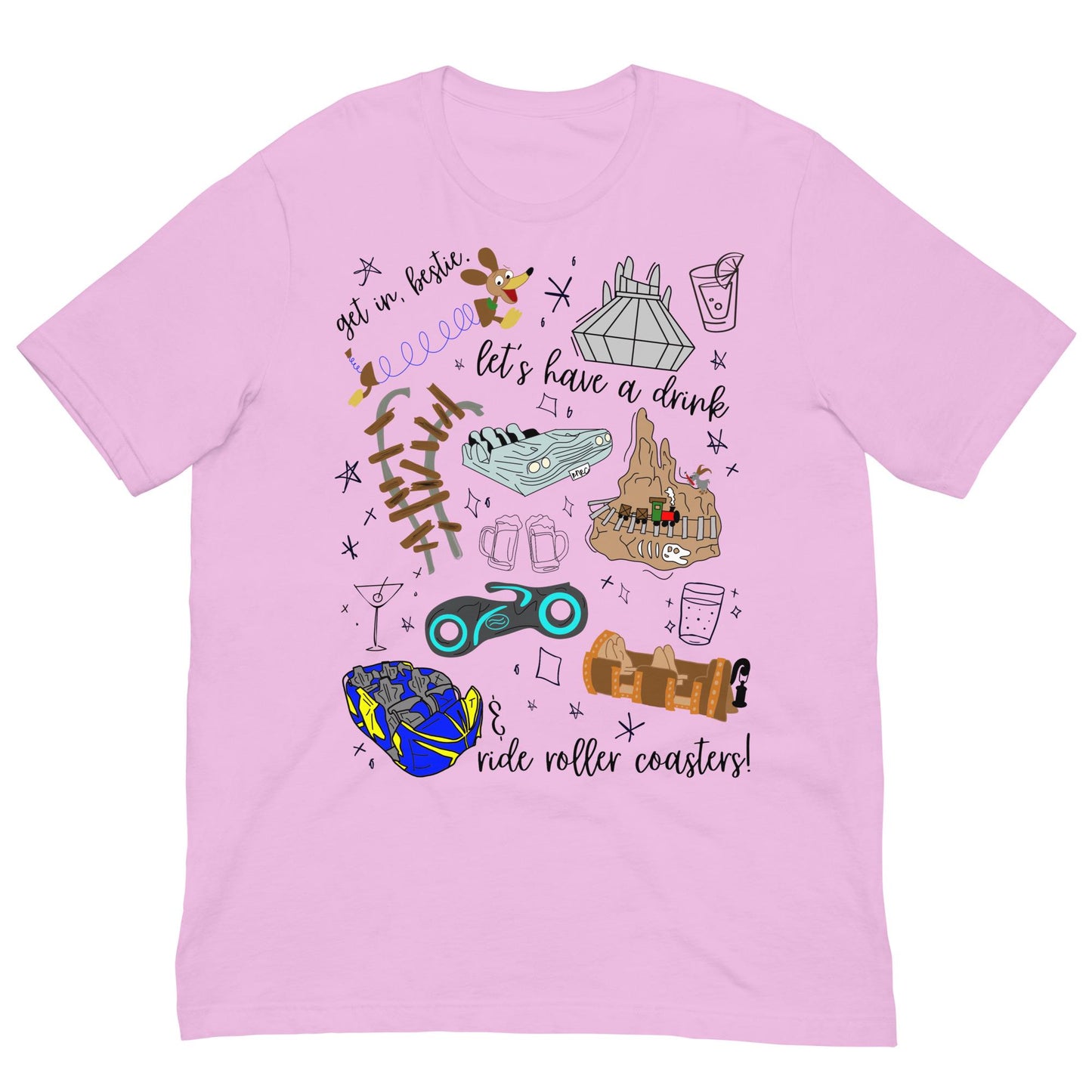 Disney Roller Coaster Doodle Sketch Bella Canvas Shirt