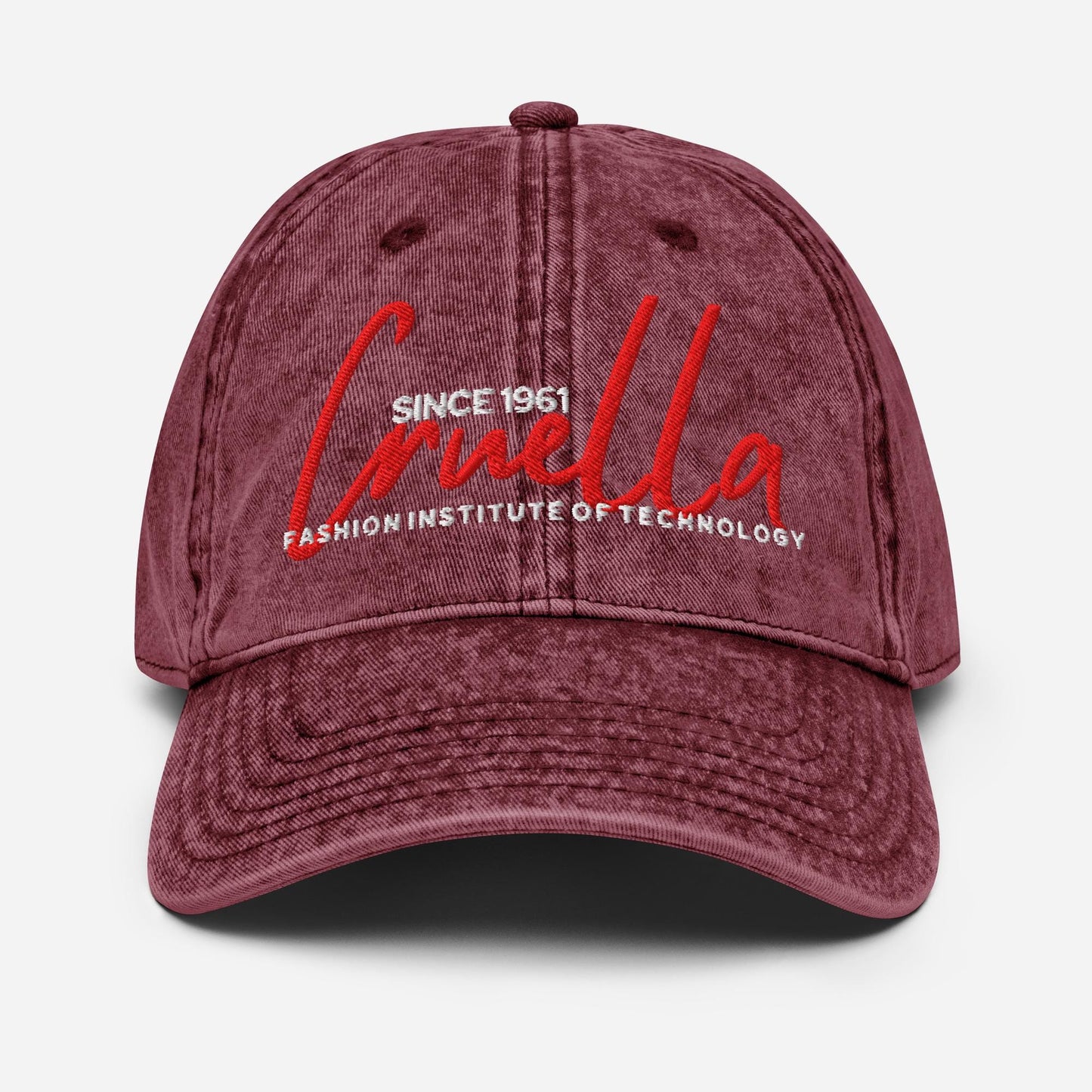 Cruella Fashion Institute of Technology Distressed Vintage Dad Hat, Disney Villain Hat