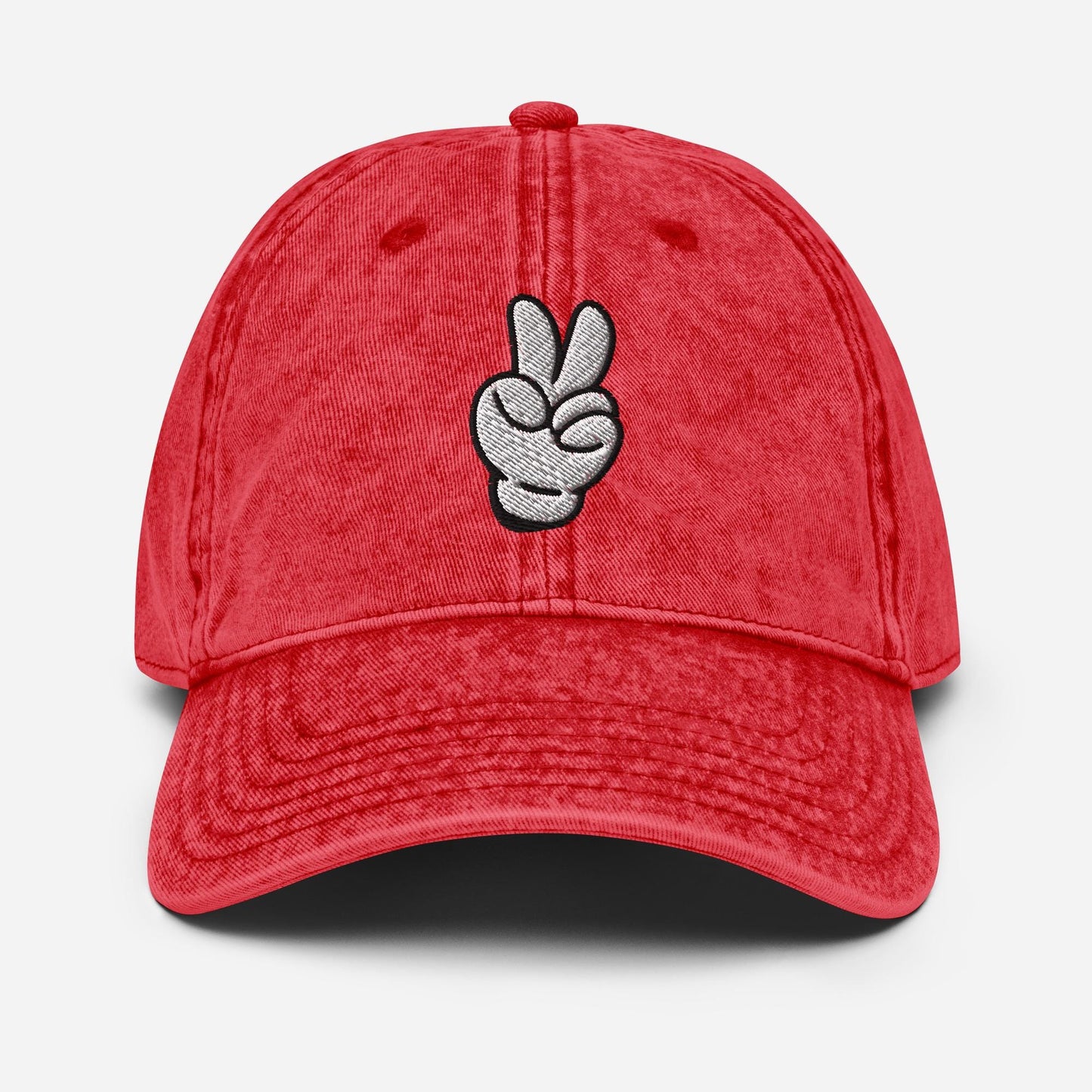 Mickey Peace Sign Hat, Subtle Disney Vintage Cotton Dad Cap