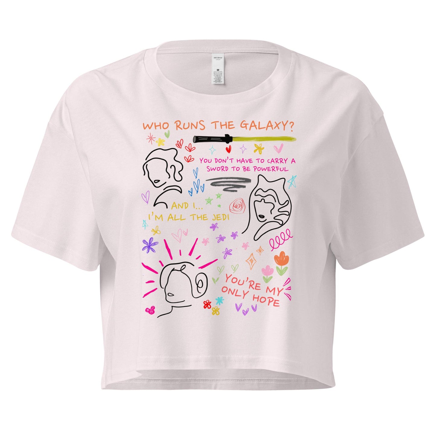 Star Wars Women's Crop Top: Rey, Ahsoka, Leia Doodle Shirt
