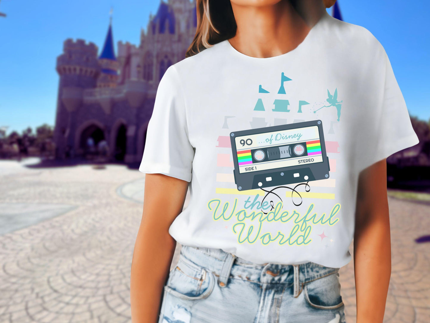 Retro Disney World Shirt, '90s Cassette Tape Bella Canvas Tee