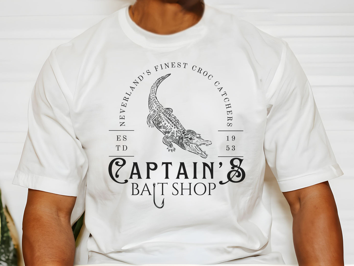 Captain's Bait Shop Bella Canvas Shirt, Subtle Disney Peter Pan Design