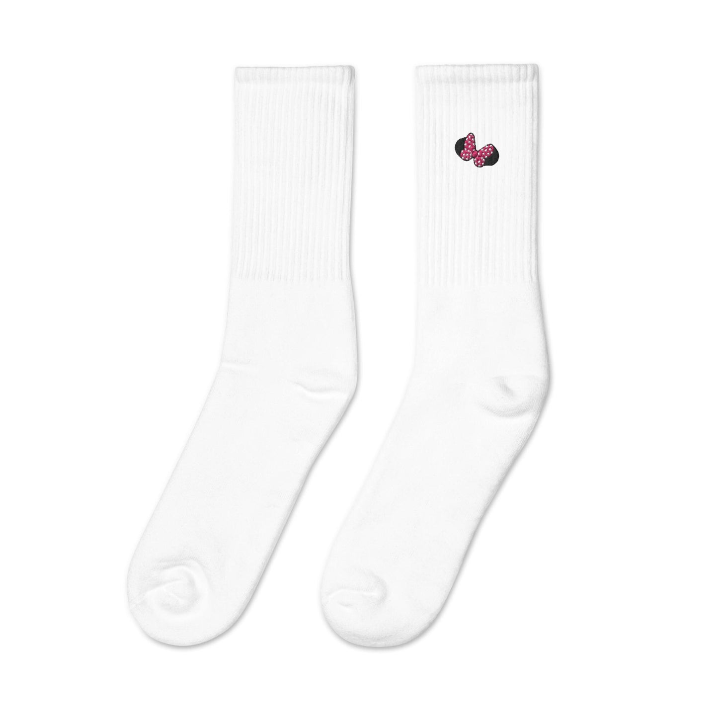 Embroidered Minnie Mouse Inspired Crew Socks - Made in USA