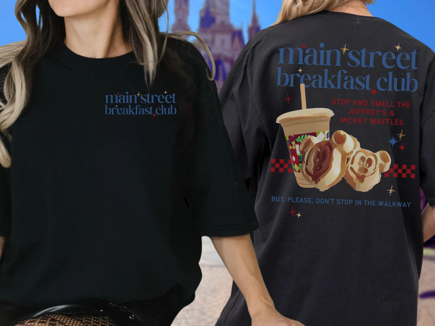 Disney Main Street Breakfast Club Tee – Mickey Waffles & Joffrey’s Coffee, Comfort Colors