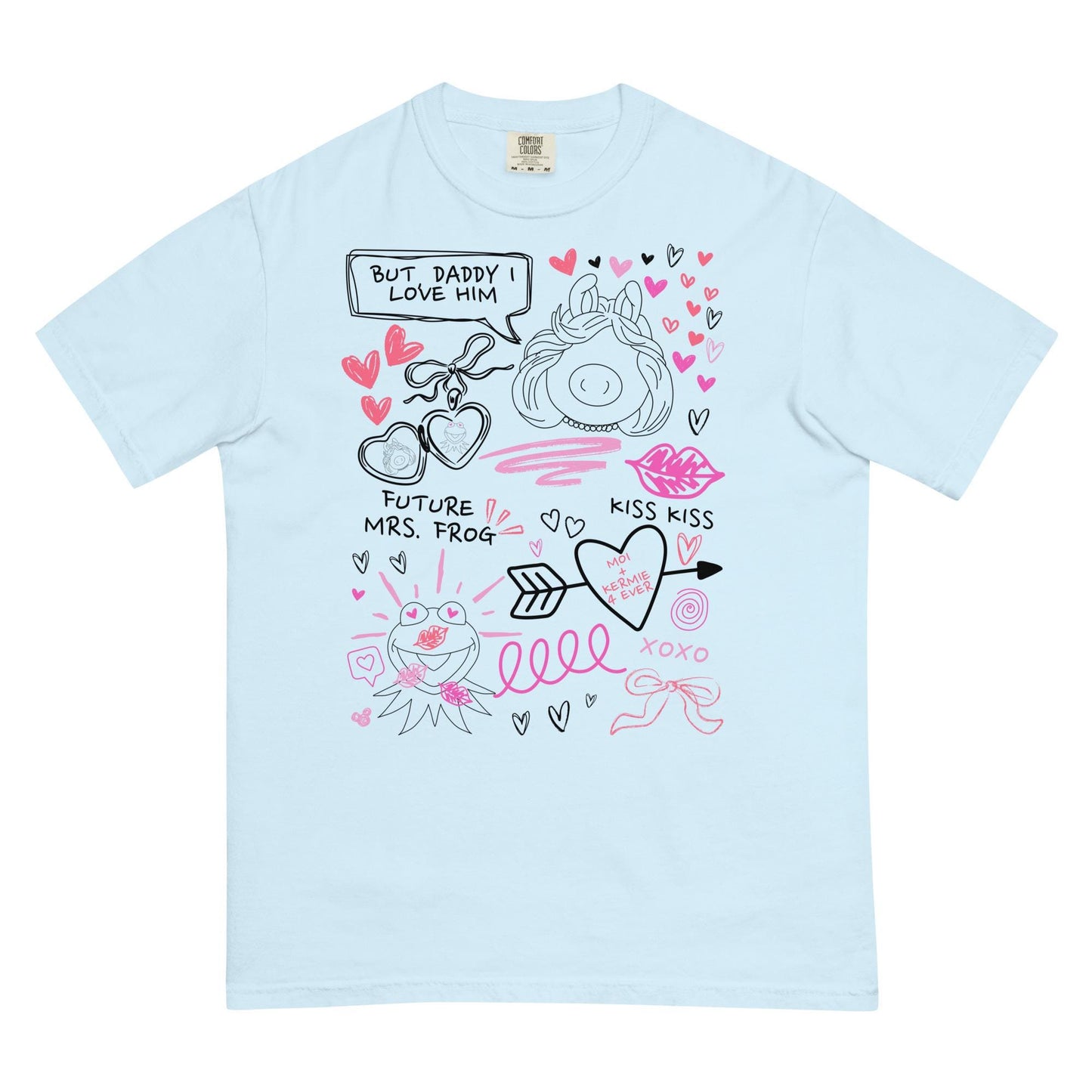 Miss Piggy & Kermit Doodle Comfort Colors Shirt, Subtle Disney Tee