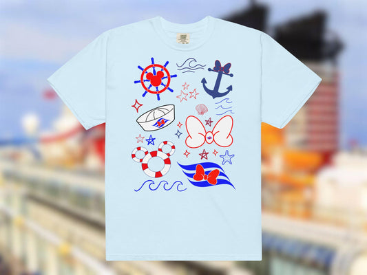 Disney Cruise Doodle Sketch Shirt, Family Vacation Tee